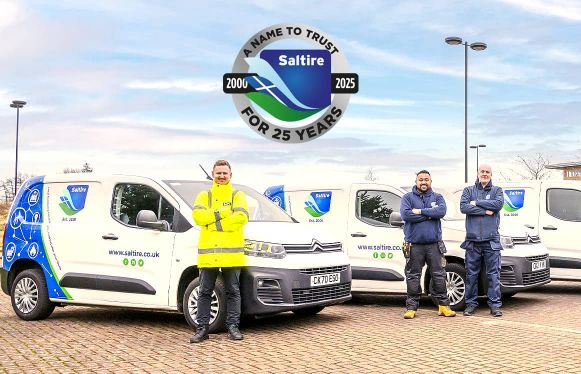 fleet of saltire vans and staff